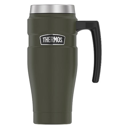 Stainless Steel Travel Mug,16 Oz.,Army Green,Hot 7 Hrs,Cold 18 Hrs