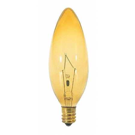 25 W BA9 1/2 Incandescent - Transparent Amber - 1500 Hours - Candelabra Base - 120V