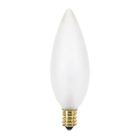 25 W BA9 1/2 Incandescent - Frost - 1500 Hours - 212L - Candelabra Base - 120V