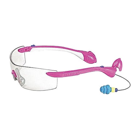 SoundShield Women's Sport Safety Glasses W/ 25NRR Earplugs Pink Frame I/O Lens