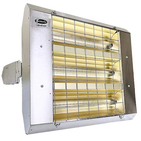 Infrared Quartz Electric Heater, Stainless Steel, 240 V