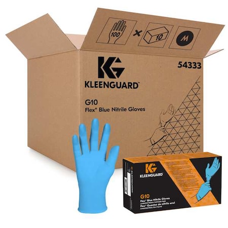Disposable Gloves, Nitrile, Blue, M, 100 PK
