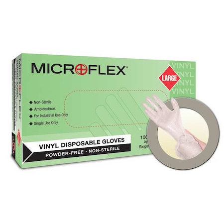 Disposable Gloves, Vinyl, Clear, M ( 8 ), 100 PK