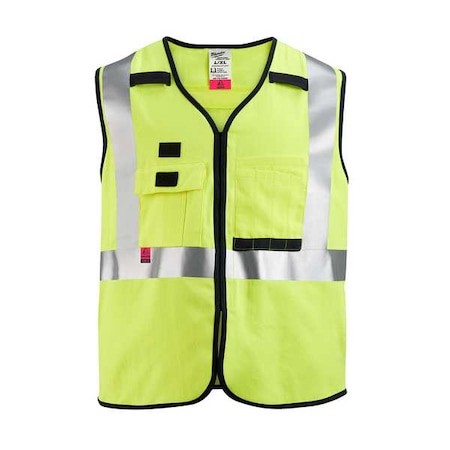 Arc-Rated/Flame-Resistant Cat 1 Class 2 High Visibility Yellow Safety Vest - 2X-Large/3X-Large