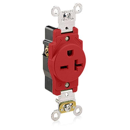 Receptacle, 20 A Amps, 250VAC, Single Outlet, 6-20R, Red