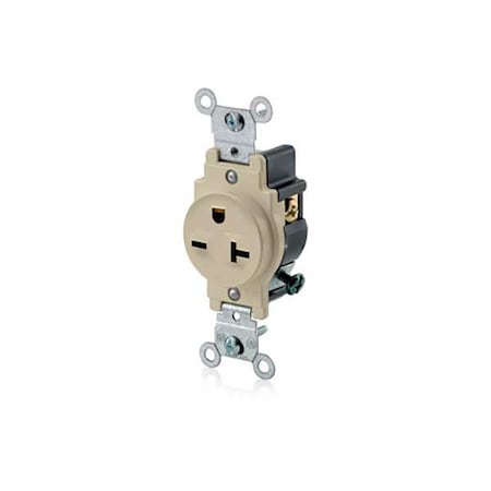 Receptacle, 20 A Amps, 250VAC, Single Outlet, 6-20R, Ivory