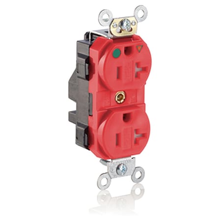 Receptacle, 20 A Amps, 125VAC, Duplex Outlet, 5-20R, Red