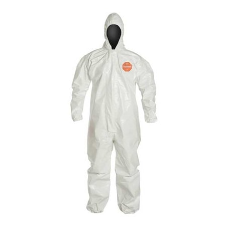 Hooded Coverall, 6 PK, White, Tychem(R) 4000, Adhesive