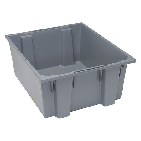 Stack & Nest Container, Gray, Polyethylene, 23 1/2 In L, 19 1/2 In W, 10 In H