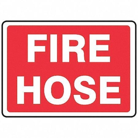 Fire Hose Sign,14X5,R/WHT,PLSTC,FH