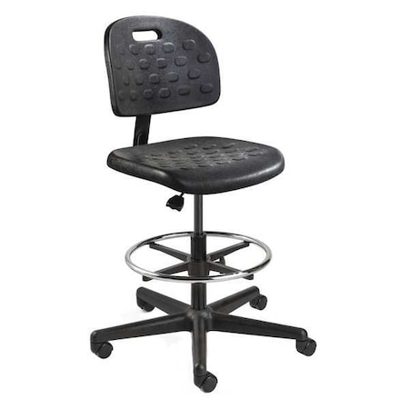 Task Chair, Polyurethane, 22-1/2 To 32 Height, No Arms, Black