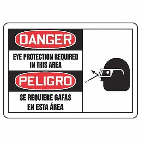 Spanish-Bilingual Danger Sign, 7 In Height, 10 In Width, Aluminum, Rectangle, English, Spanish