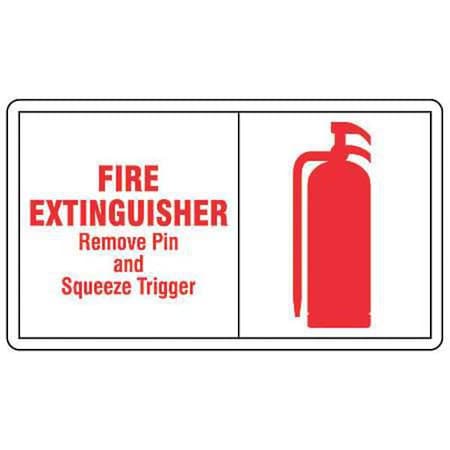Fire Extinguisher Sign, 7X10, R/WHT, Sign Background Color: White
