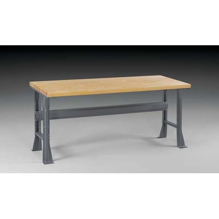 Work Bench With Butcher Block Top And Flared Legs, Butcher Block, 60 W, 33-3/4 Height, 3800 Lb.