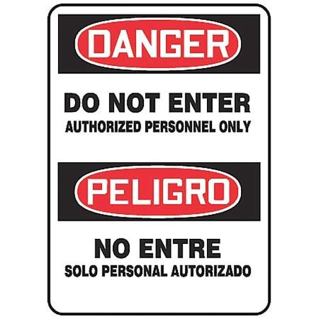 Spanish-Bilingual Danger Sign, 14 In H, 10 In W, Aluminum, Rectangle, English, Spanish, SBMADM157VA