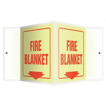 Fire Blanket Sign,6X8-3/4,R/Glow,ENG