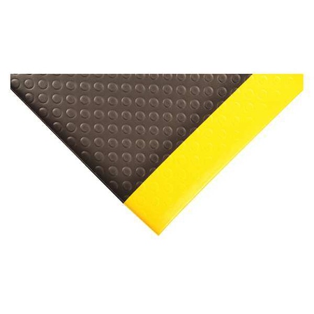Antifatigue Mat, Black/Yellow, 6 Ft. L X 3 Ft. W, PVC, Bubble Surface Pattern, 1/2 Thick