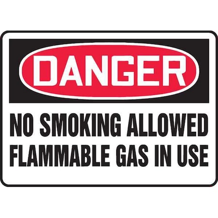 Danger No Smoking Sign, 10 H, 14 In W, Plastic, Rectangle, English, MWLD016VP