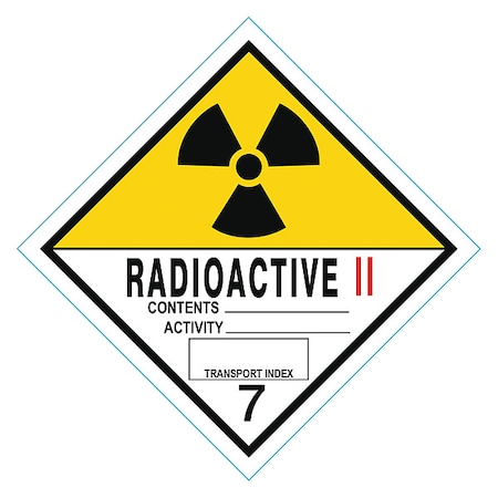 DOT Label Radioactive II Black, Red/White, Yellow, Pk100