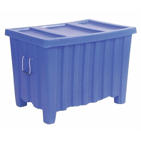 Blue Ribbed Wall Container, Plastic, 14 Cu Ft Volume Capacity