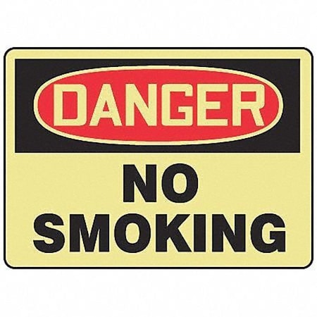 Danger No Smoking Sign, 7 H, 10 W, Vinyl, Rectangle, English, MLSM101GF