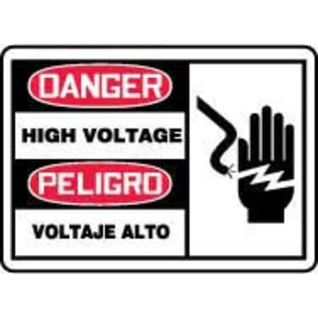 Danger Sign, 3 1/2 In Height, 5 In Width, Vinyl, English, Spanish