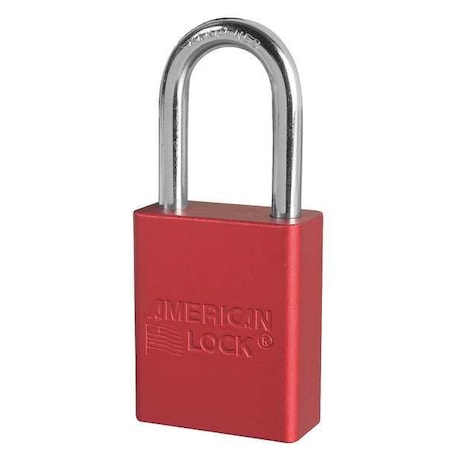 Anodized Aluminum Lockout Padlock, 1-1/2 In Wide With 1-1/2 In Tall Shackle, Red, Pack Of 6