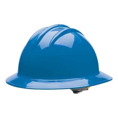 Full Brim Hard Hat, Type 1, Class E, Ratchet (6-Point), Blue