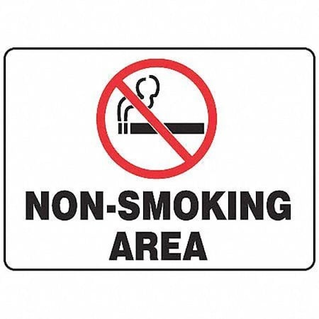 No Smoking Sign, 10 H, 14 In W, Plastic, Rectangle, English, MSMK414VP