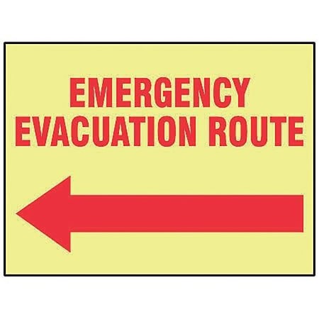 Evacuation Route Sign,7X10,R/YEL,ENG
