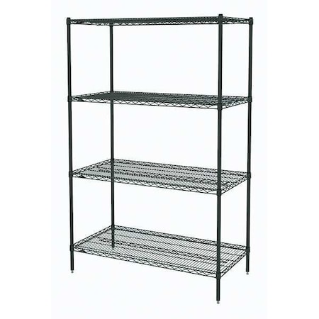 Wire Shelving Unit, 24D X 48W X 62-9/16H, 4 Shelves, Smoked Glass