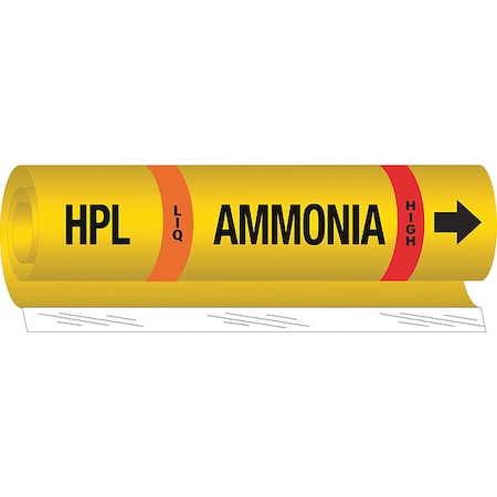 Ammonia Pipe Marker,HPL,3/4 To 2-1/2In