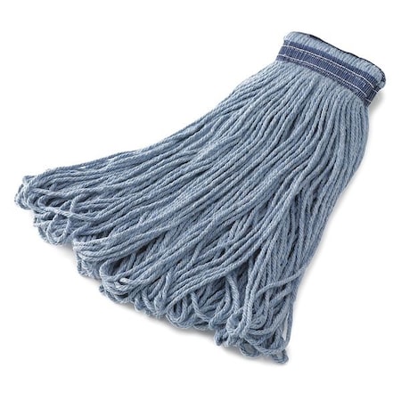 Universal String Wet Mop, 28 Oz Dry Wt, Slide On Connection, Looped-End, Blue, Cotton/Synthetic