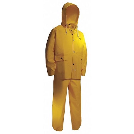 FR 3 Piece Rainsuit W/Hood,Yellow,M