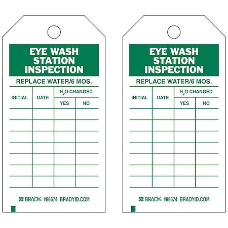 Eye Wash Sta Inspection Tag,3/8 In,PK100