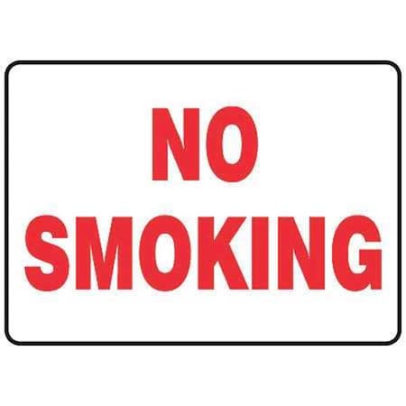 No Smoking Sign, 7 H, 10 W, Plastic, Rectangle, English, MSMK575VP