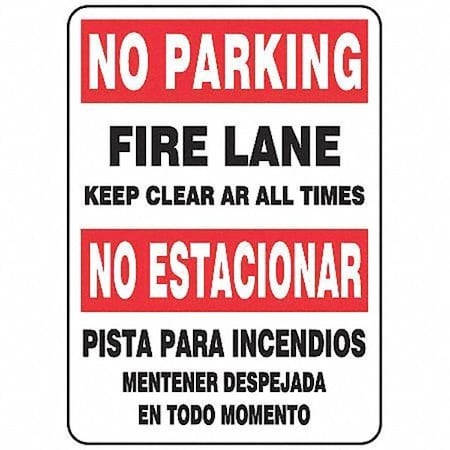 Spanish-Bilingual Parking Sign, 14 In Height, 10 In Width, Plastic, Rectangle, English, Spanish