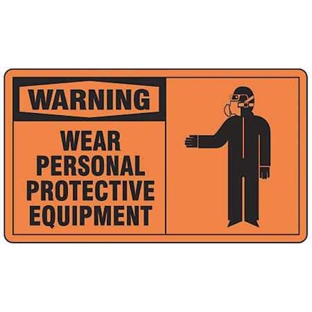 Warning Sign, 7X10, BK/Orn, Eng, Surf, Sign Material: Vinyl