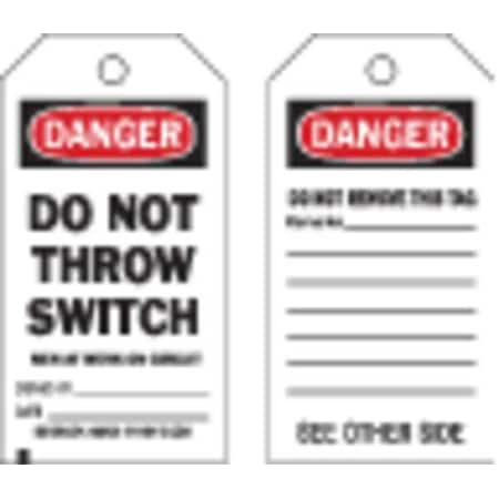 Danger Tag,7 X 4 In,Bk And R/Wht,PK10