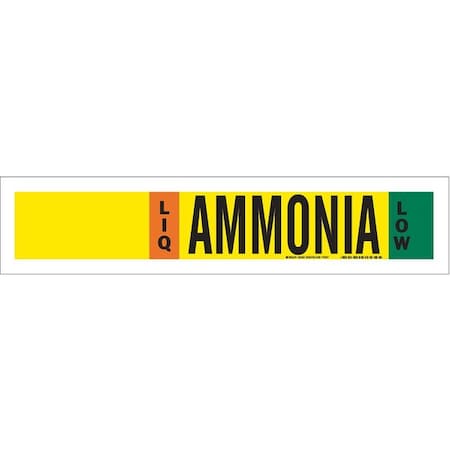 Ammonia Pipe Marker,IIAR,3 To 5In, 90463
