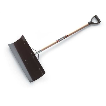 Snow Shovel, 42 In Wood D-Grip Handle, Steel Blade Material, 24 In Blade Width