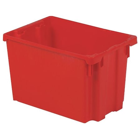 Stack & Nest Bin, Red, Plastic, 19 3/8 In L X 12 7/8 In W X 12 1/8 In H, 65 Lb Load Capacity