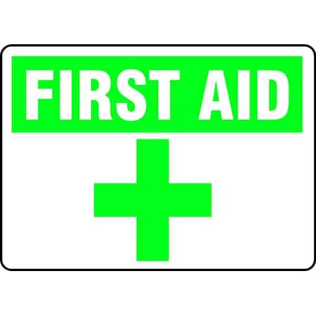First Aid Sign,7X10,GRN/WHT,ENG,SURF, MFSD923VS