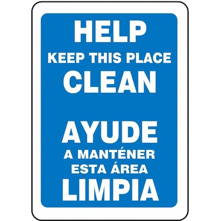 Spanish-Bilingual Housekeeping Sign, 14 Height, 10 Width, Plastic, Rectangle, English, Spanish