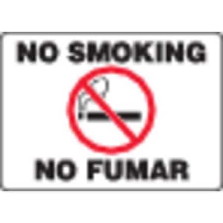 No Smoking Sign, 10 H, 14 In W, Plastic, Rectangle, English, Spanish, SBMSMK948MVP