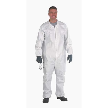 Hooded Disposable Coveralls, L, 50 PK, White, MicroMax(R) NS, Zipper