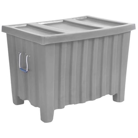 Gray Bulk Container, Plastic, 14 Cu Ft Volume Capacity