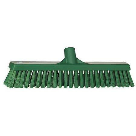 16 In Sweep Face Broom Head, Soft/Stiff Combination, Synthetic, Green