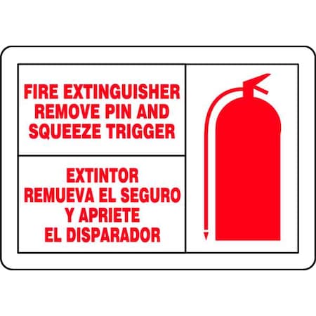 Fire Extinguisher Sign, 3 1/2 In Height, 5 In Width, Vinyl, English, Spanish