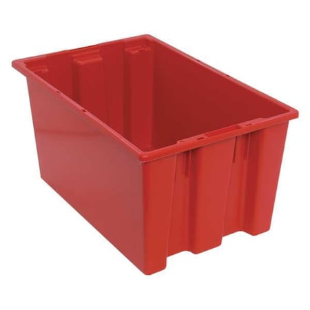 Stack & Nest Container, Red, Polyethylene, 23 1/2 In L, 15 1/2 In W, 12 In H